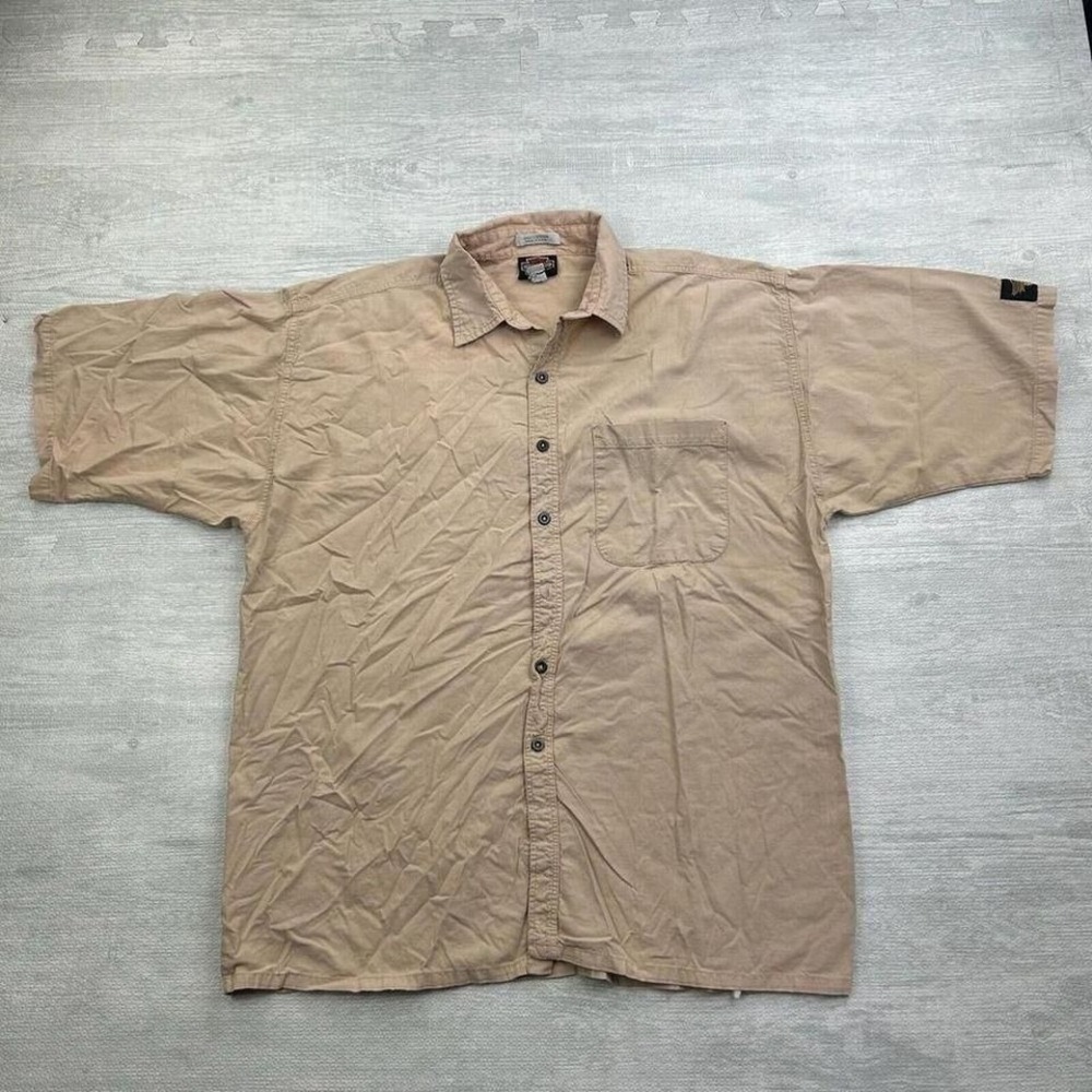 Vintage Harley Davidson‎ Shirt Mens Large Beige Biker Button Up Distressed
